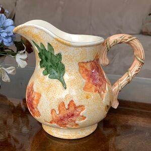 Oxford Elite Autumn Leaf Ceramic Water Drink Pitcher Jug 1999 Thanksgiving